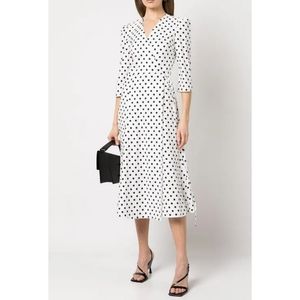 Reformation | Hilltop Polka Dot Wrap Midi Dress in Malta Size Large